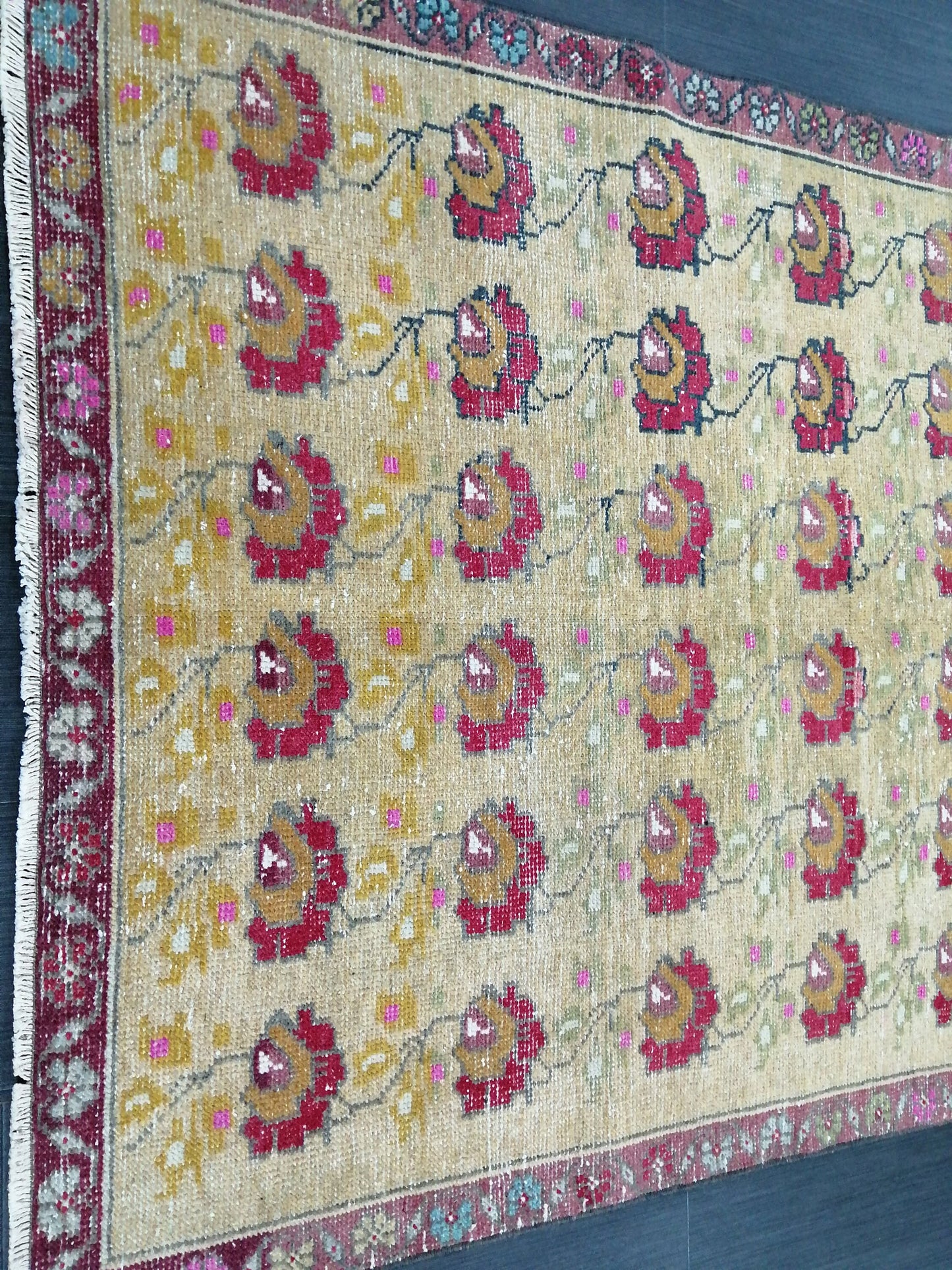 4x9 FLORAL WOOL Rugs, Hand Made Rug, Oushak Rug, Rustic Rug, Bohemian Rug, Rug Runner, Turkish Rug, Farmhouse Rug, Vintage Rug, Wool rug