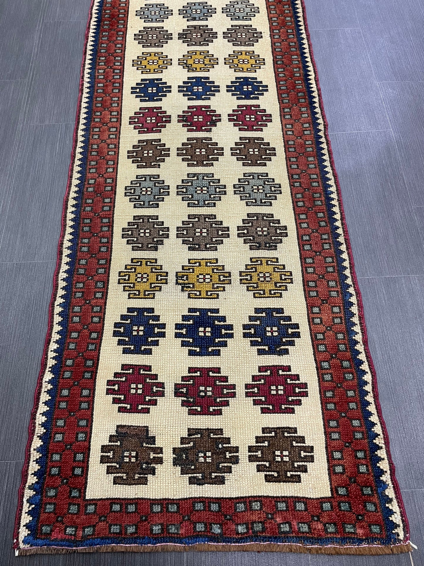 Vintage Runner Rug 2.6 x 11.5, Turkish Runner Rug, Handmade Runner Rug,Hallway Runner Kitchen Runner Rug Wool Runner Rug Oriental Runner Rug