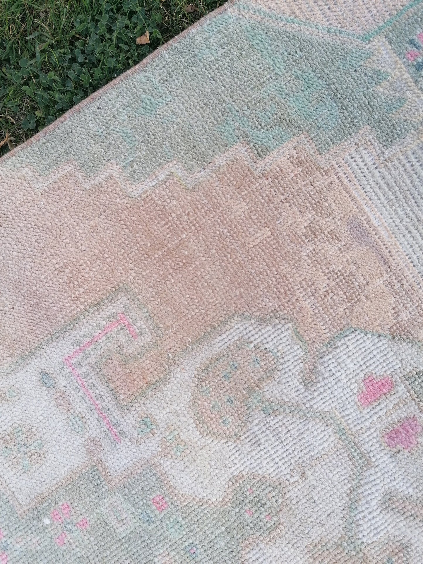 Pastel vintage runner rug, oushak wool runner 2'5x9'7 hallway handmade runner, turkish runner rug, entery runner, kitchen runner