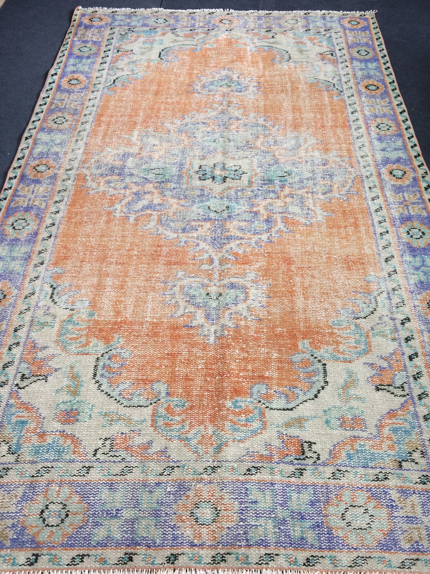 9.4 x 5.6 ft Hand Made Rugs Turkish Rug Oushak Rugs Rustic Oushak Rug Wool Oushak Rugs Oushak Runner Rugs, Farmhouse Rug, Vintage Rugs