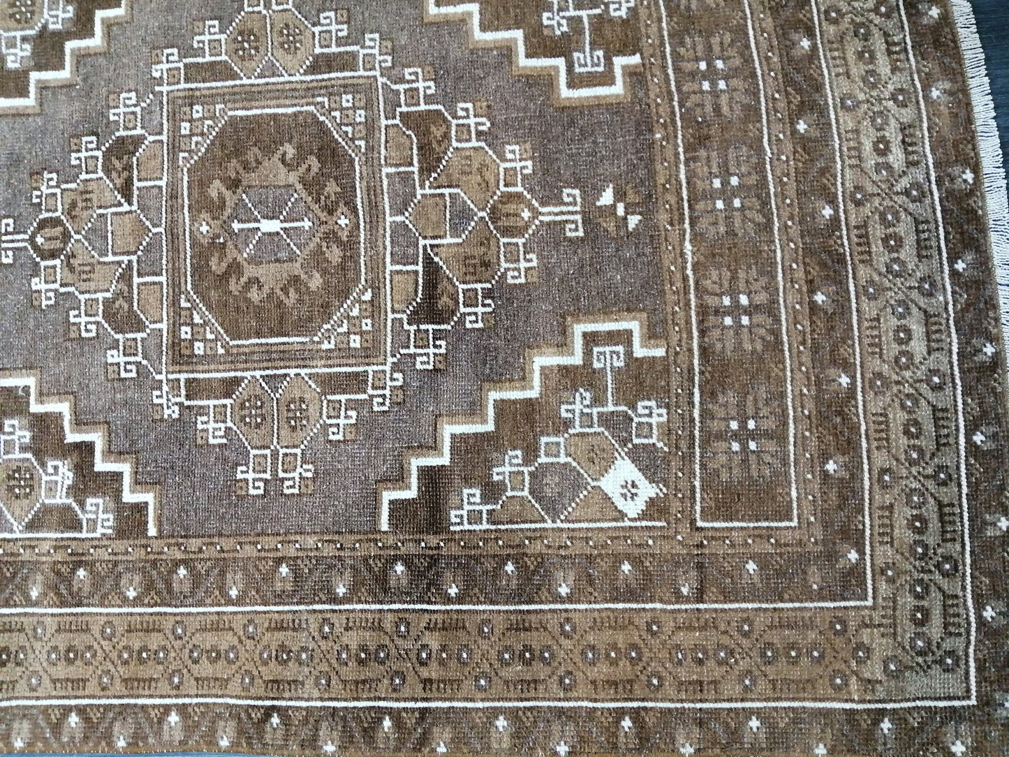Neutral RUG TURKISH 3.3 x 6.3 Rug Vintage Neutral Rug Wool Oushak Rug Hand Made Persian Rugs Vintage Turkish Rug Neutral Oriental rug