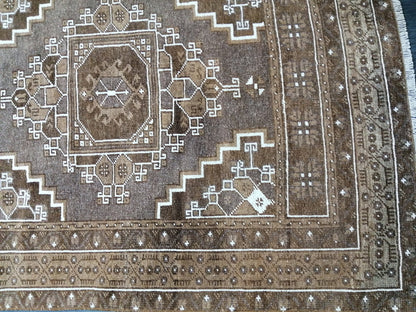 Neutral RUG TURKISH 3.3 x 6.3 Rug Vintage Neutral Rug Wool Oushak Rug Hand Made Persian Rugs Vintage Turkish Rug Neutral Oriental rug