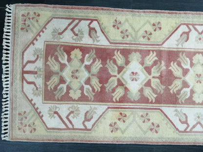 Muted Oushak Runner 2.5 x 9.5 Kitchen Runner Rug Wool Runner Rug Wool Oushak Rug Turkish Runner Rug Vintage Runner Rug Hallway Runner Rug