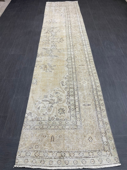 Muted Oushak Runner 2.5 x 11.5 Rug Distressed Turkish Runner Rug Vintage Runner Handmade Hallway Runner Rug Kitchen Runner Rug Wool Runner