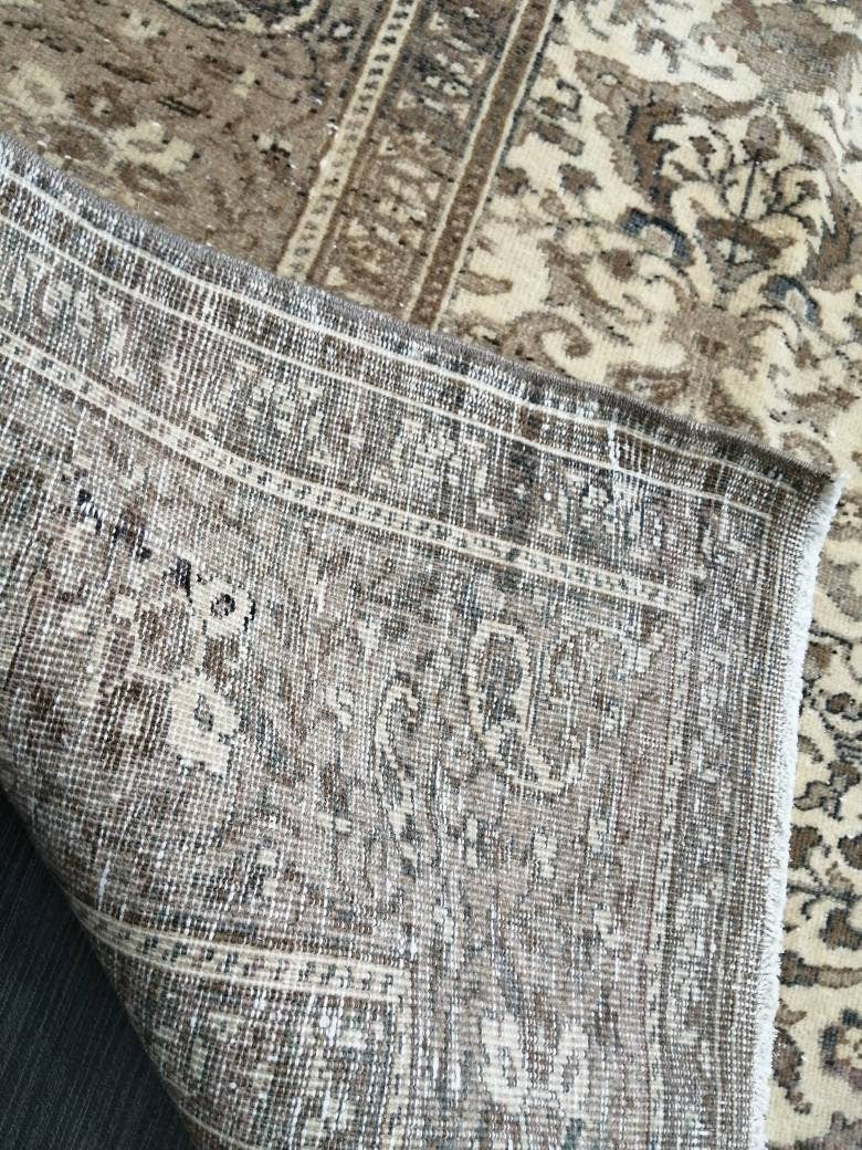 Quality Neutral Rug 6.2 x 9.5 HAND MADE Rug Neutral Vintage Turkish Rug Oushak Rug Turkish Neutral Rug, Oriental Rug, Wool large Neutral Rug
