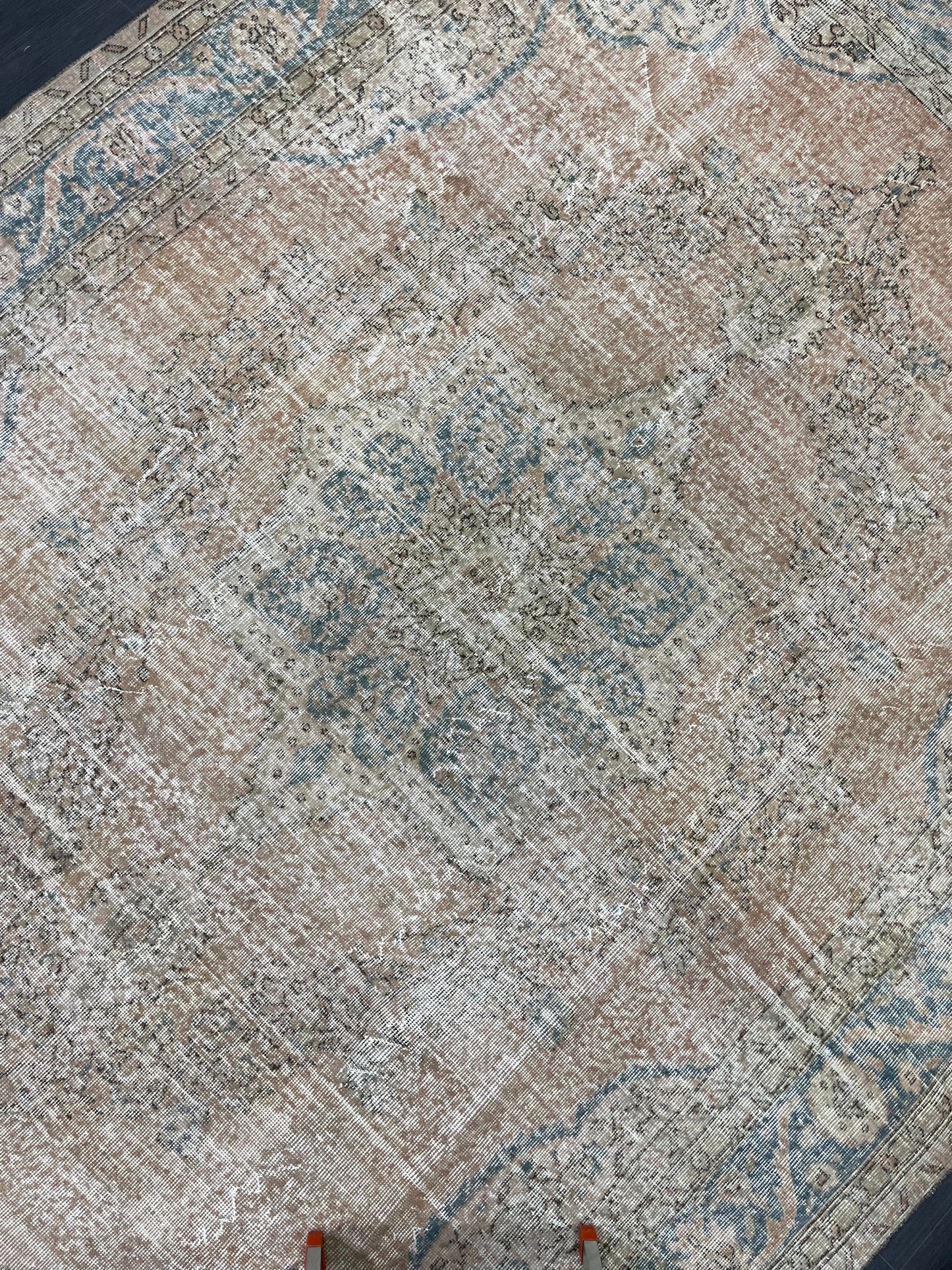 Vintage RUG Hand Knotted 7.5 x 10.6 TURKISH Rug Vintage Oushak Rug Wool Distressed Rug Handmade Rugs Vintage Turkish Rug