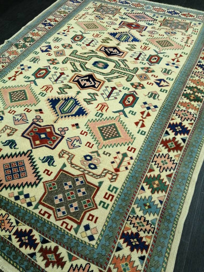 Quality Hand Made Rug  6.9 x 5 Vintage Rug Oushak Rug, Bohemian Rug, Rug Runner, Turkish Rug, Farmhouse Rug,  Wool rug