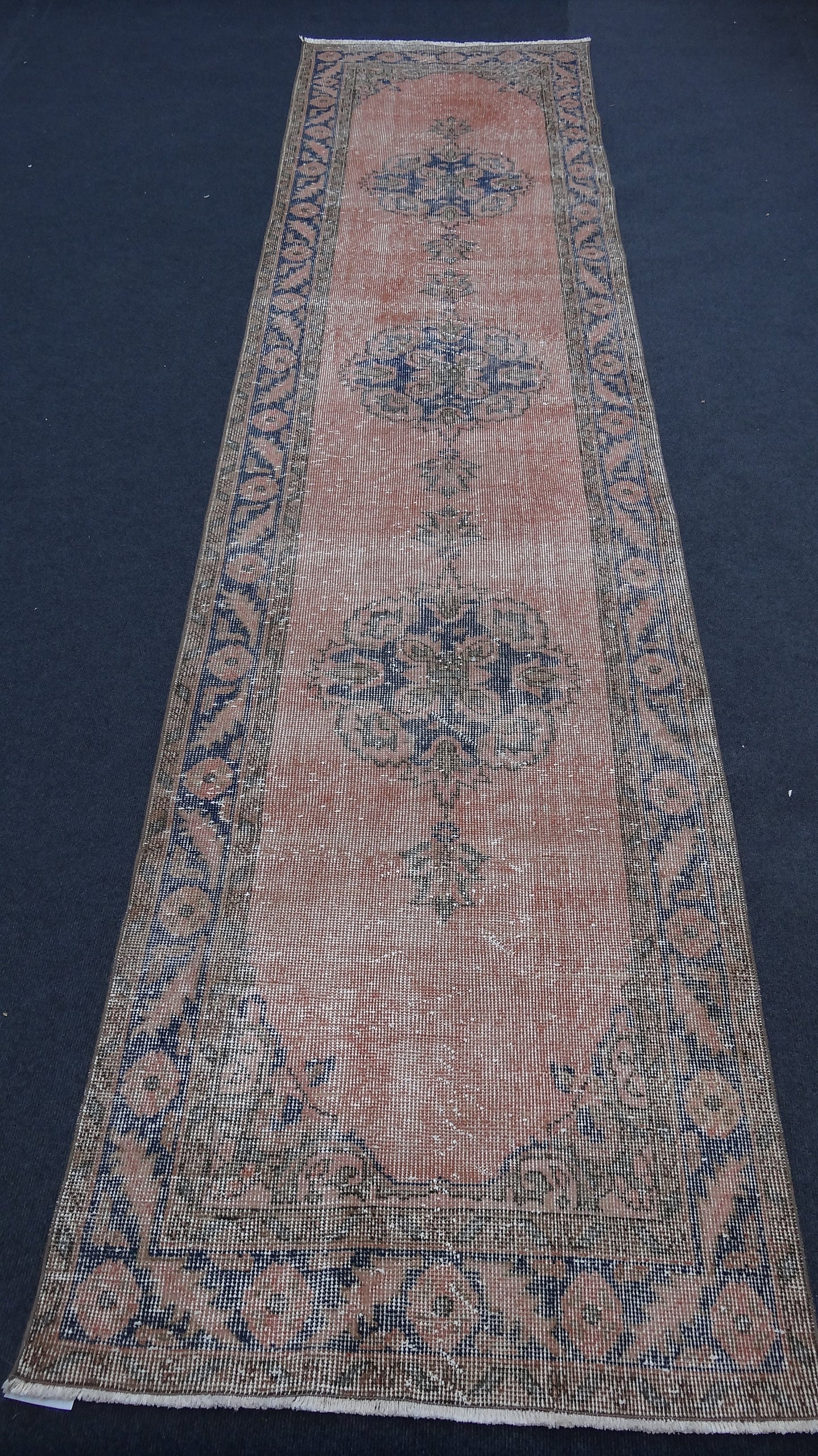 Runner rug, distressed vintage rug, hallway runner rug 141x34 inches