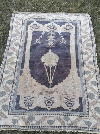 Turkish rug, vintage rug,hand made wool rug 4x5'5 oushak vintage rug, kitchen rug bohemian rug