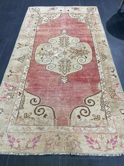 Handmade Rug, Antique Rug, Vintage 2.8 x 5 Rug, Turkish Wool Rug, Oushak Rug, Hand Knotted Rug, Persian Rug,