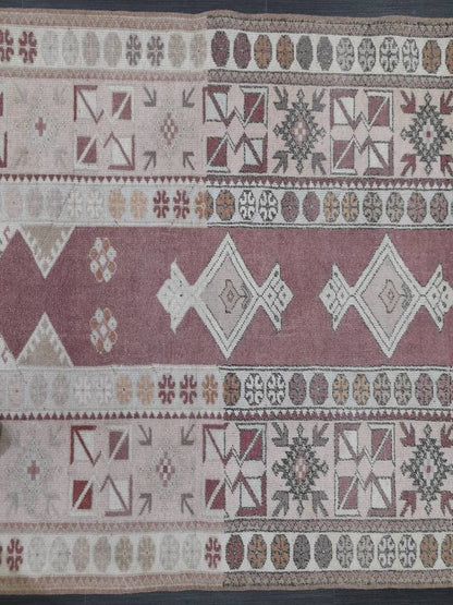 Muted Vintage Rug 3.8 x 6.9 Turkish Vintage Rug Wool Oushak Rug Hand Made Rug Vintage Hand Knotted Rug Turkish Rug Oriental Rug