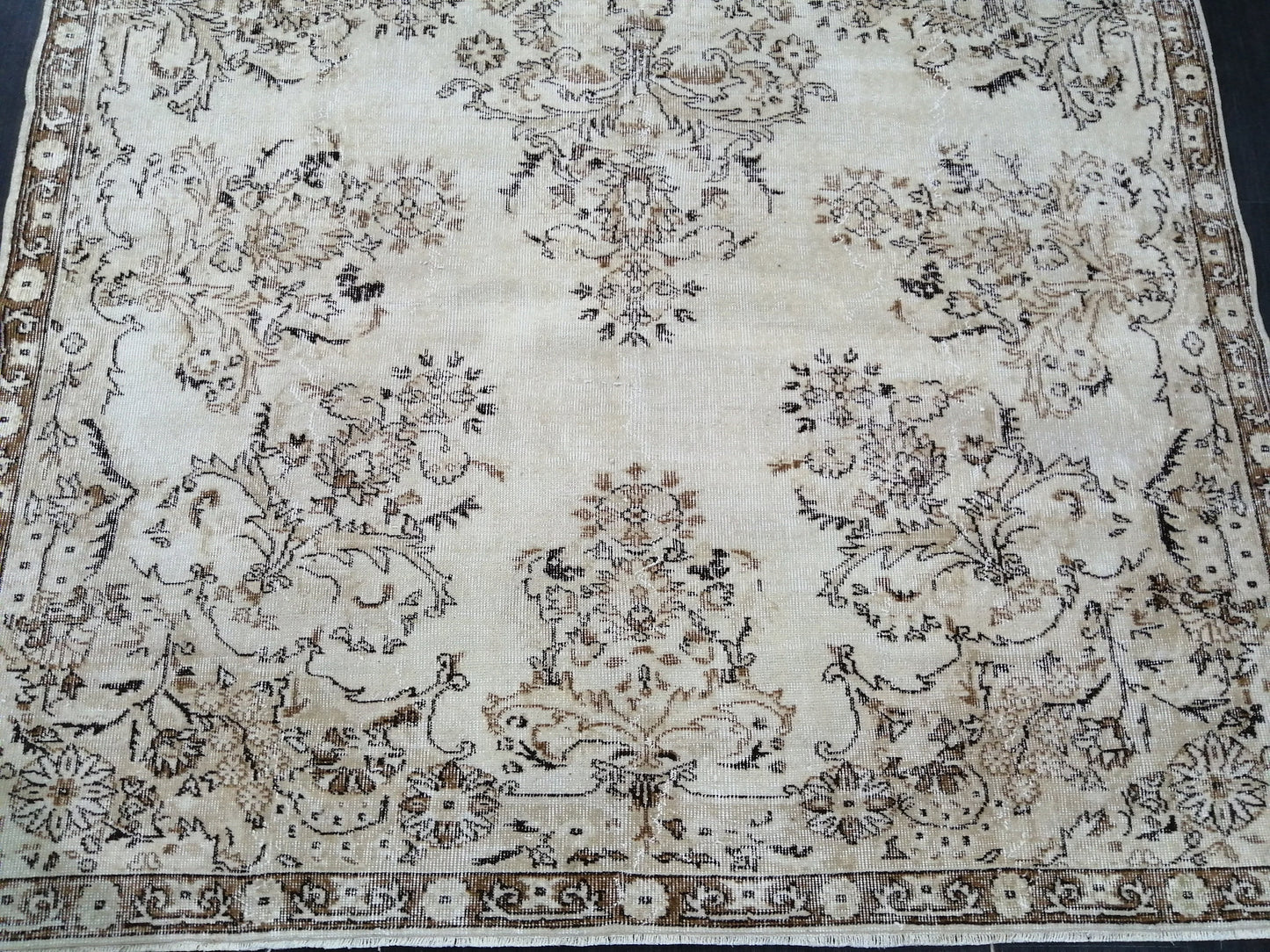 Neutral Rug 6.5 x 10.3 Hand Made Rug, Muted Oushak Rug, Rustic Rug, Boho Runner, Turkish Rug, Farmhouse Rug, Vintage Rug, Wool rug