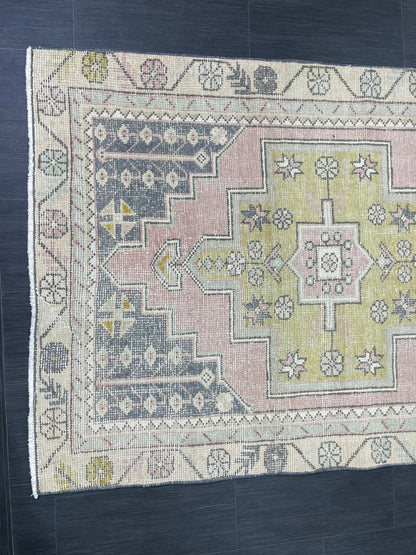 Vintage RUG 4 x 8.7 TURKISH Rug Oriental Rug Vintage Oushak Rug Vintage Persian Wool Rug Hand Made Rugs Vintage Turkish Rug Discounted Rugs