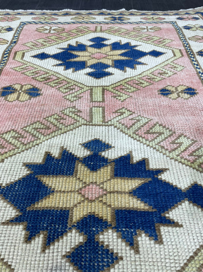 Handmade TURKISH Rug, Vintage Wool 3.3 x 4.4 Rug, Oushak Rug, Hand Knotted Rug, Anatolian Rug, Persian Rug,  100% Wool Rug,