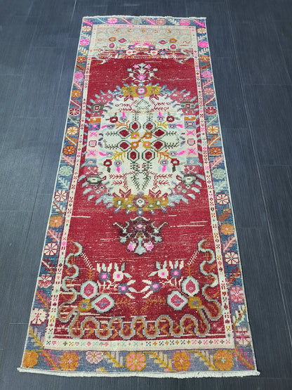 Antique Rug, Vintage Rug, Turkish 2.6 x 6 Wool Rug, Oushak Rug, Fine Knotted Rug, Hand Knotted Rug, Persian Rug, Handmade Rug