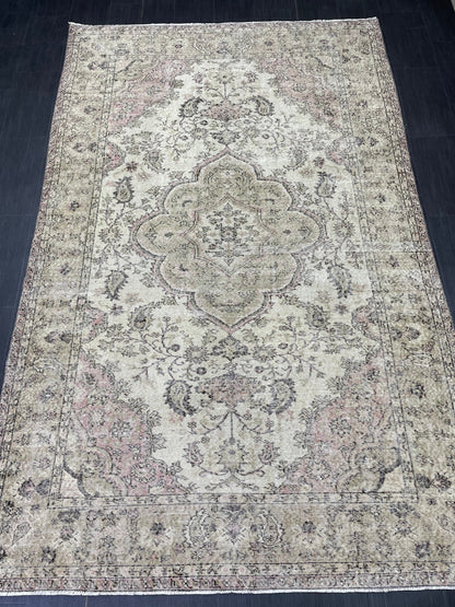 Large Handmade 6.2 x 9.7 RUG TURKISH Oushak Rug Vintage Hand Knotted Muted Rug Distressed Rug Persian Rugs Vintage Turkish Rug Oriental Rug