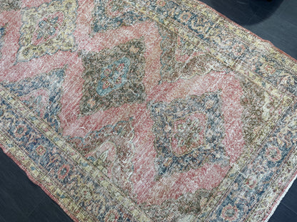 Muted Oriental Runner Rug 4.10 x 11.2 , Turkish Runner Rug, Vintage Runner Rug Hallway Runner Rug Kitchen Runner Rug Persian Wool Runner Rug