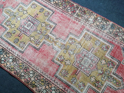 8.8 X 4 VINTAGE Rugs, Hand Made Rug, Oushak Rug, Rustic Rug, Bohemian Rug, Rug Runner, Turkish Rug, Farmhouse Rug, Vintage Rug, Wool rug