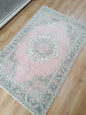 Muted oushak turkish rug 4'2x6'4 pastel vintage rug, handmade wool rug