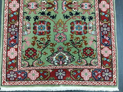 Quality Hand Made Rug 5.8 x 3.6 Green Rug, Oushak Rug, Bohemian Rug, Rug Runner, Turkish Rug, Farmhouse Rug, Vintage Rug, Wool rug