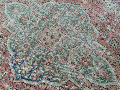 6x10 Vintage OUSHAK RUG TURKISH Rug Vintage Oushak Runner Rug 6 x 10 Vintage Runner Rug Wool Oriental Rug Hand Made Rugs Muted Oriental rug