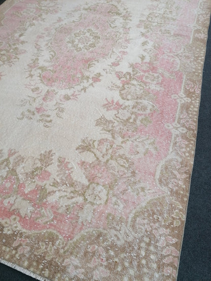 Large turkısh vıntage rug 9'4x5'6 vıntage oushak rug, anatolıa wool rug, kıtchen hand mede rug