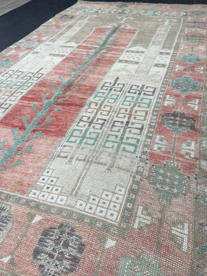 Vintage Handmade Rug Muted 4.7 x 8.3 Vintage Rug Wool Oushak Rug Hand Made Rugs Vintage Turkish Rug Living Room Rug
