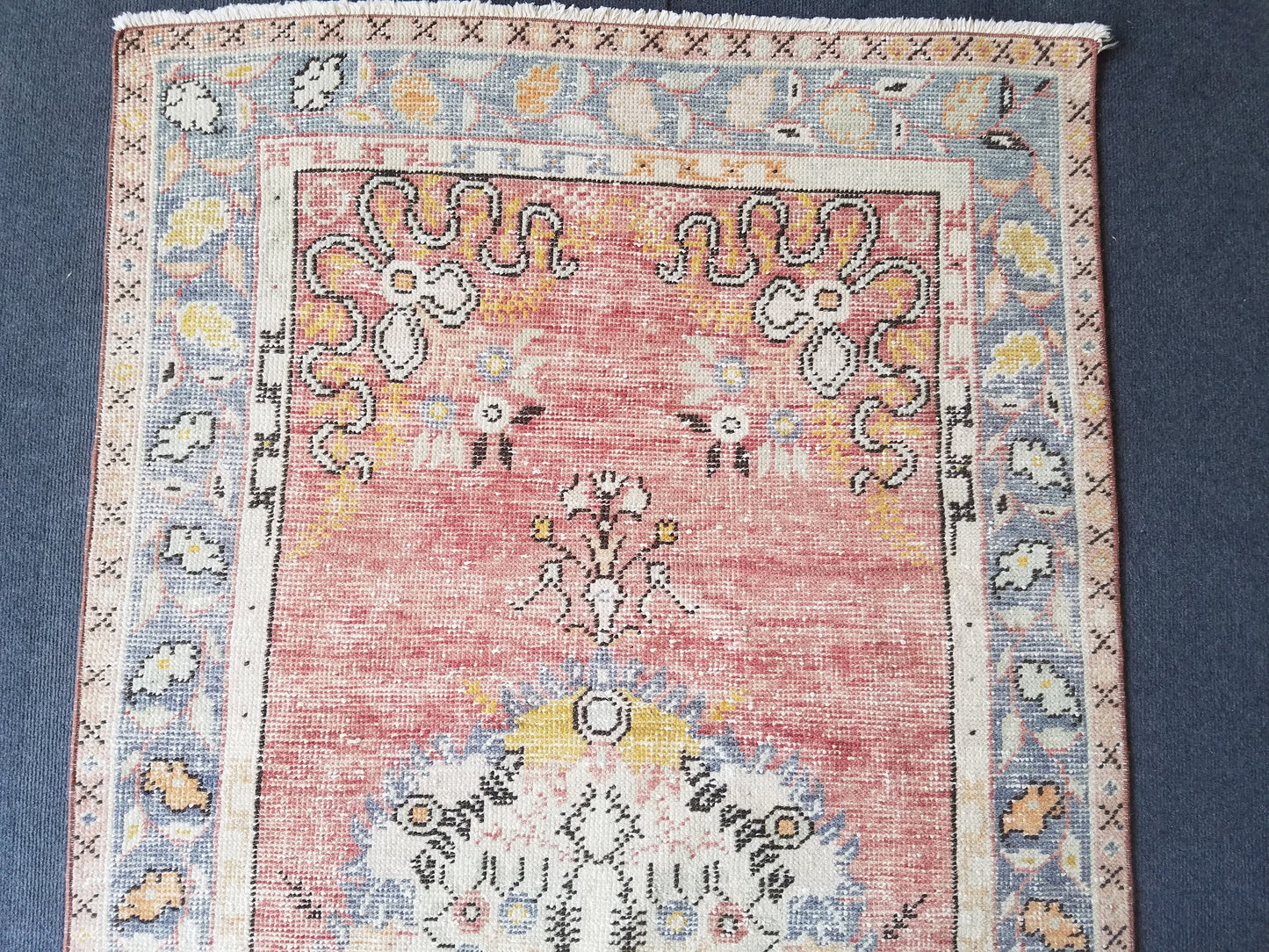 Vintage turkish rug 3'3x6'8 vintage wool rug, are oushak rug