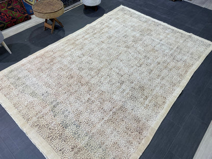 Antique WOOL RUG, Vintage 6x9 Rug, Turkish Oushak Rug, Handmade Rug, Distressed Rug, Oushak Rug, Farmhouse  Rug, Oriental Rug,Rustic Rug
