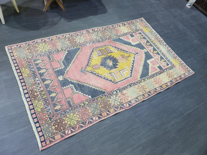 3.6 x 6 Hand Knotted Rug,  Handmade Rug, Oushak Rug,  Natural Wool Rug, Oriental Rug Plush Turkish Rug, Farmhouse Rug, Vintage Persian rug