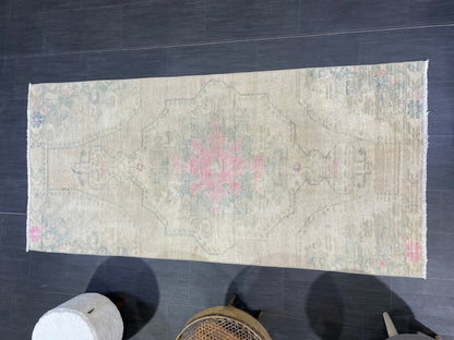 Distressed RUG, Vintage 3.4 x 7.2 Rug, Oushak Rug, Handmade Rug, Turkish Rug, Antique Rug, Farmhouse  Rug, Persian Rug,Rustic Rug
