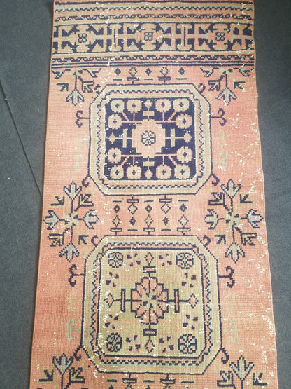 Wool runner rug 2'9x11'6 vintagevintage oushak runner rug unique hand made rug kitchen runner rug