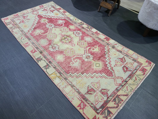 Handmade Rug, Oushak Rug, 2.5 x 5 Rug, Antique Rug, Turkish Rug, Farmhouse Rug, Vintage Rug, Wool Persian rug