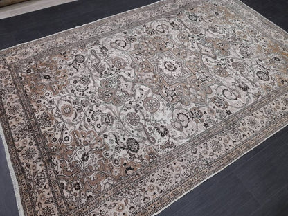 Neutral Rugs 6.4 x 9.4 Vintage Neutral Rug Muted Oushak Rug Rustic Persian Rug Turkish Rug Fine Hand Knotted Wool rug Vintage Oriental Rug