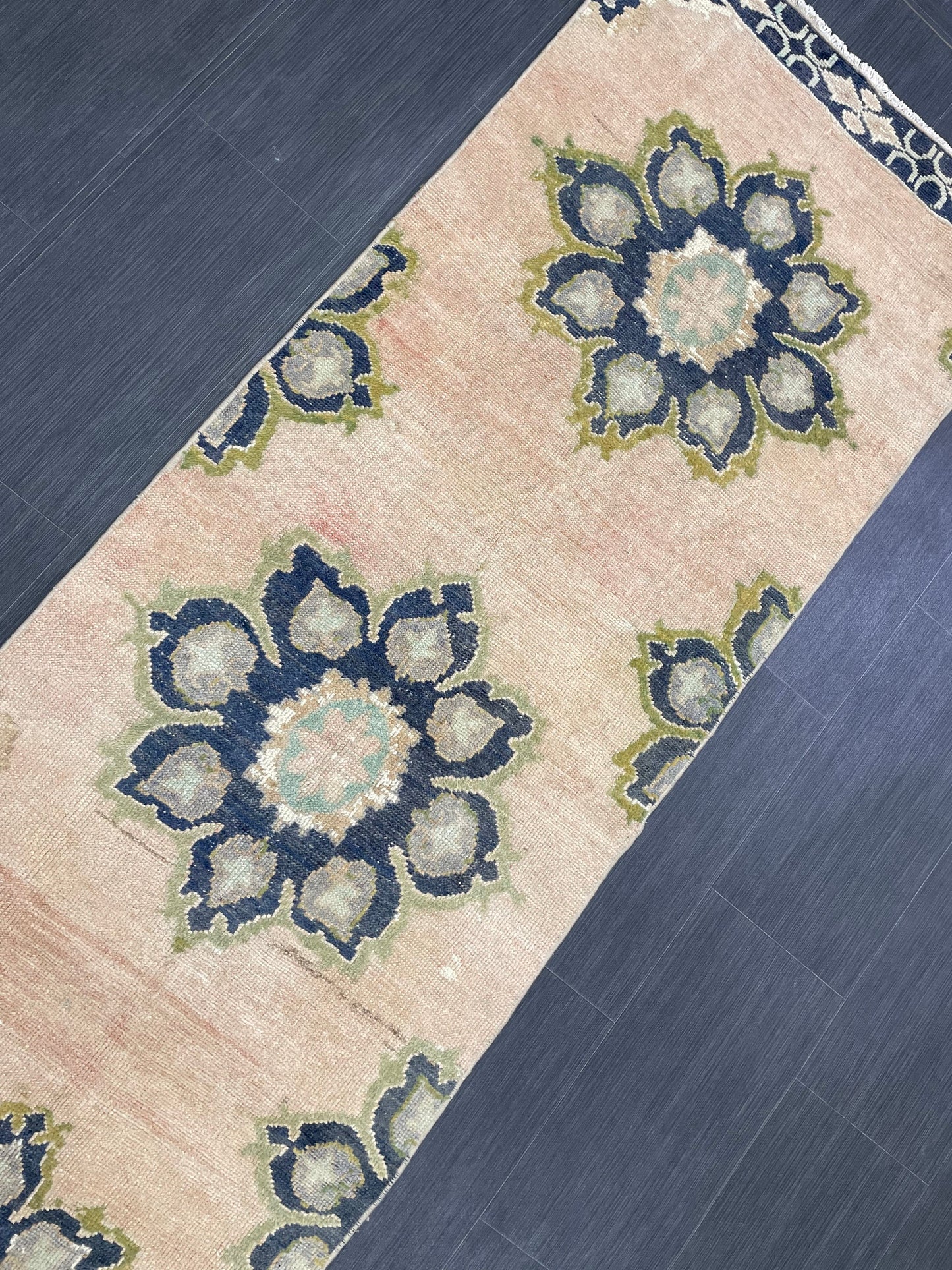 Hand Knotted Runner 2.4 x 10.5 Vintage Runner Rug Hallway Runner Rug Kitchen Runner Rug Wool Runner Rug Wool Turkish Runner Rug