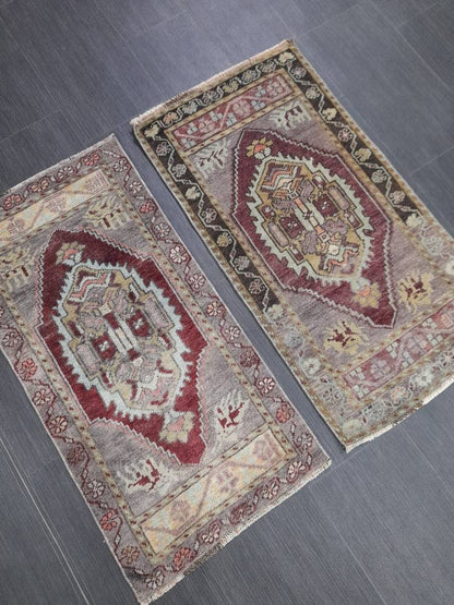Coordinating Small Rug Turkish Rug Mini Twin Small Area Rug 1.6 x 3 Turkish Oushak Rug Persian Hand Made Rug Matching Oriental Vintage Rug