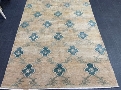 Turkish Rug, Vintage 3.8 x 9.9 Rug,Handmade Oushak Rug, Farmhouse Rug, Wool Rug, Wool Pile Rug Rustic Rug Bohemian Rug Vintage Turkish Rug