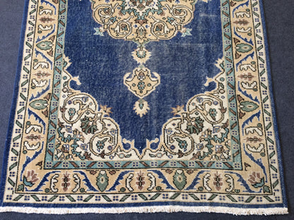 7 x 4 vintage Rug Oushak Rug Turkish Rug Blue Hand Made Rugs