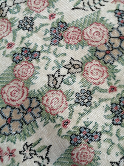 Vintage Green Turkish Floral Oushak Rug,Turkish Rug,Antique Rug,Oushak antique Rug,Hand woven Rug,Weaving Rug,Ethnic Rug,Kitchen Rug