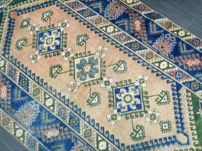 7 x 4 Blue Rugs, Hand Made Rug, Navy Oushak Rug, Rustic Rug, Bohemian Rug, Rug Runner, Turkish Rug, Farmhouse Rug, Vintage Rug, Wool rug