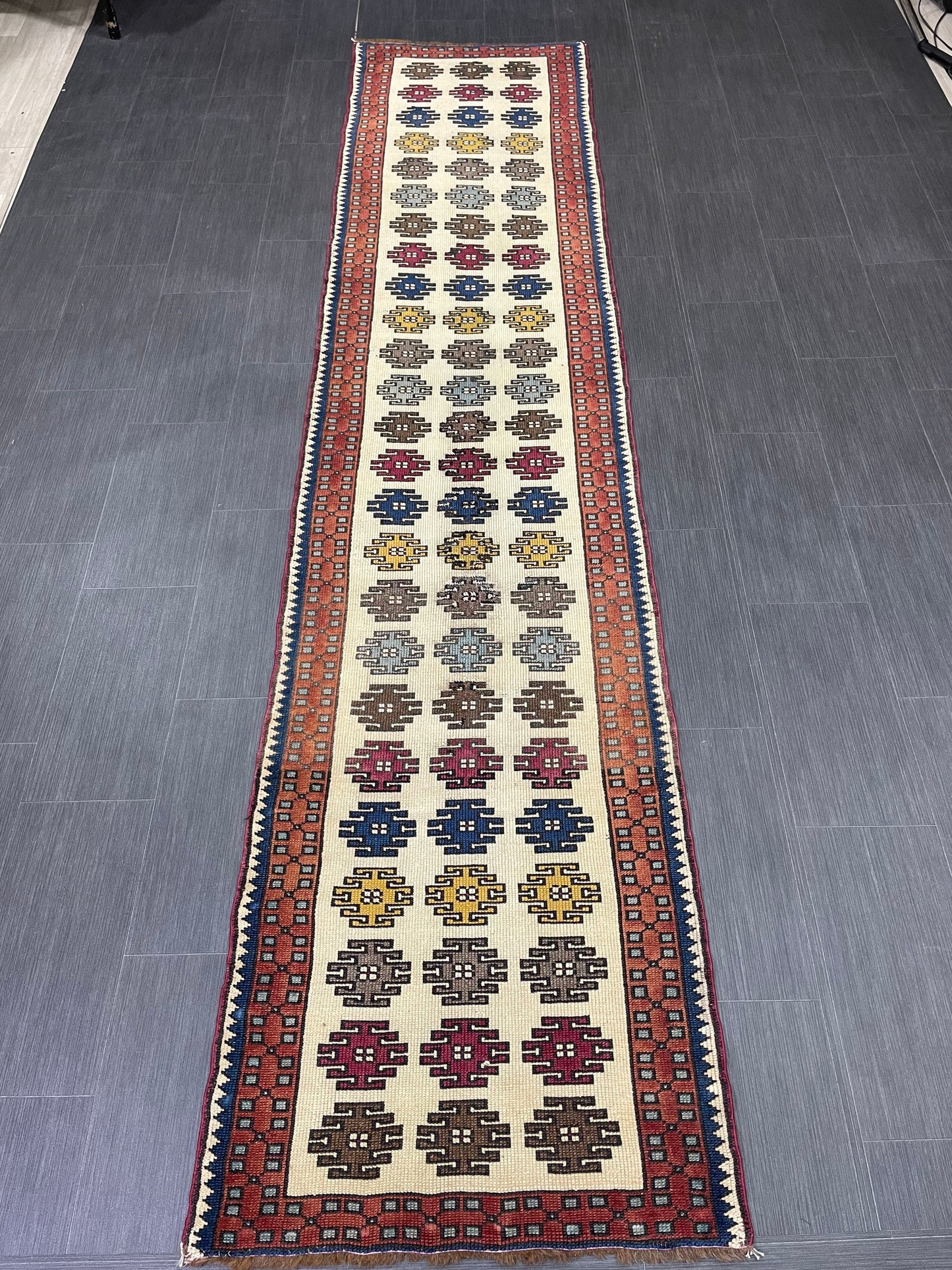 Vintage Runner Rug 2.6 x 11.5, Turkish Runner Rug, Handmade Runner Rug,Hallway Runner Kitchen Runner Rug Wool Runner Rug Oriental Runner Rug
