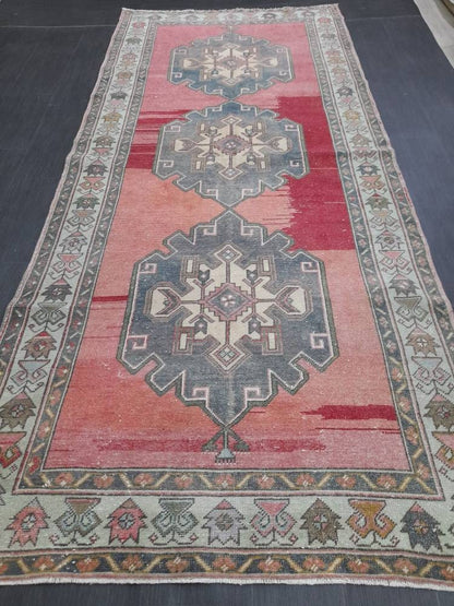 Muted Vintage Runner Rug 4.8 x 11 Oriental Runner Rug muted Turkish Runner Rug Hallway Runner Rug Kitchen Runner Rug Wool Runner Rug