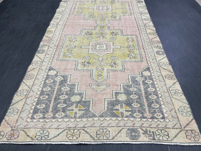 Vintage RUG 4 x 8.7 TURKISH Rug Oriental Rug Vintage Oushak Rug Vintage Persian Wool Rug Hand Made Rugs Vintage Turkish Rug Discounted Rugs
