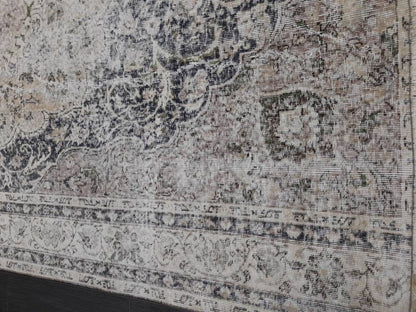 Distressed HAND Knotted Rug 6x8 Vintage Turkish Rug Oushak Rug Persian Rug Oriental Blue Rug Muted Vintage Floral Rug Elegant Wool Rug