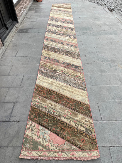 Extra Long Turkish Runner Very Long Patchwork Runner Rug 2.7 x 20  ft Vintage Runner Rug Oushak XL Oriental Runner Rug Staircase Runner rug