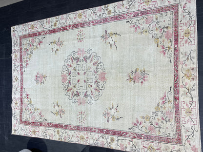 Distressed RUG, Vintage 6.2 x 9.3 Rug, Oushak Rug, Handmade Rug, Turkish Rug, Antique Rug, Farmhouse  Rug, Persian Rug,Rustic Rug