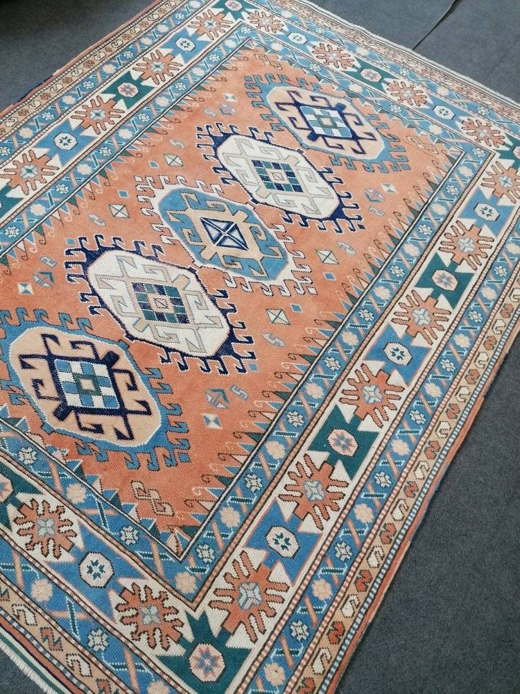 Turkish rug, vintage rug,hand made wool rug, 5'4x7 oushak vintage rug, kitchen rug bohemian rug