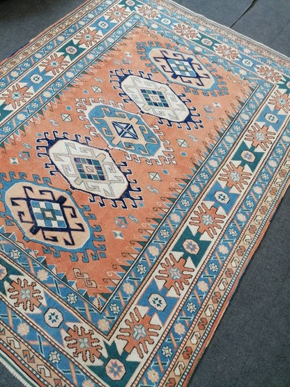 Turkish rug, vintage rug,hand made wool rug, 5'4x7 oushak vintage rug, kitchen rug bohemian rug