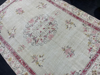 Distressed RUG, Vintage 6.2 x 9.3 Rug, Oushak Rug, Handmade Rug, Turkish Rug, Antique Rug, Farmhouse  Rug, Persian Rug,Rustic Rug