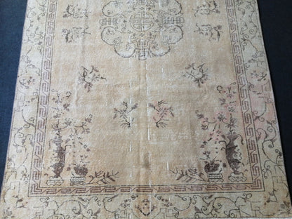 6 x 9.3 Large Area OUSHAK RUG TURKISH Oushak Rug Vintage  Rug Vintage Rug Wool 6x9 Rug Hand Made Rugs Vintage Turkish Rug Muted Oriental rug